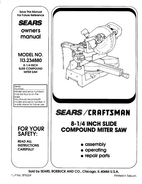 User Manual Craftsman CMHT20800 